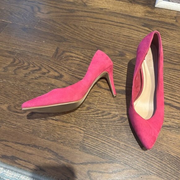 Old Navy Faux Suede Pink Fuchsia Pumps- Size 9 - Picture 1 of 5